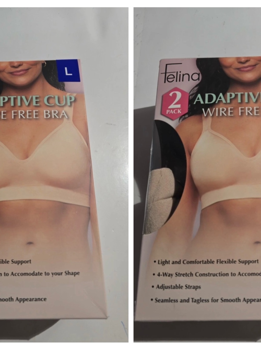 Felina Adaptive Wire Free Bra - Nude/Beige (2) packages size Large